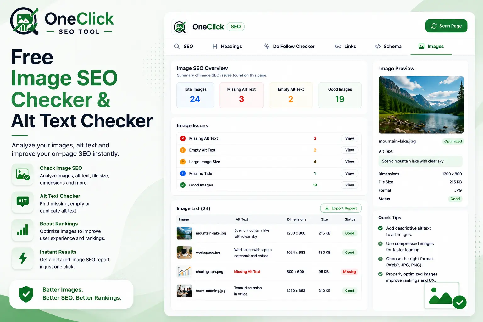 Image SEO Checker Overview — OneClickSEO